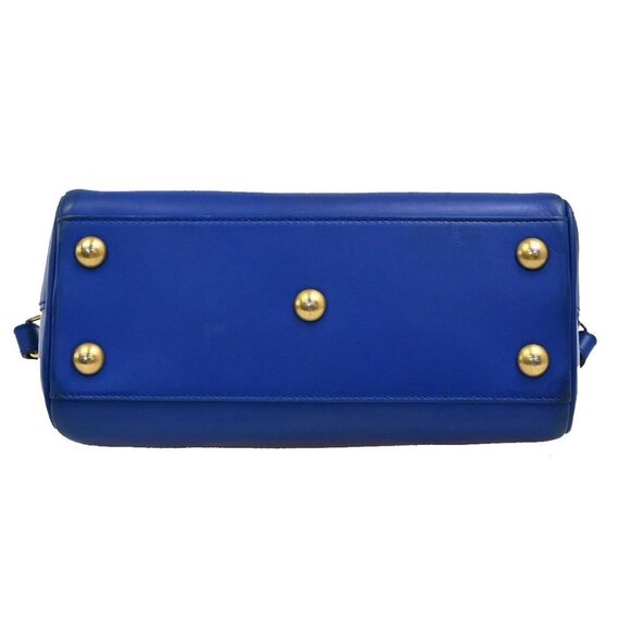 SAINT LAURENT Logo Baby Duffle 2Way Shoulder Hand Bag Leather Blue GHW 77EE942 - Picture 6 of 15